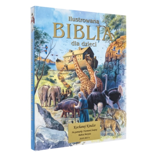 ILUSTROWANA BIBLIA DLA DZIECI PAMIĄTKA CHRZTU KOMUNII z grawerem