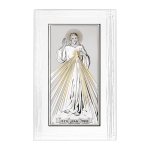 Srebrny obrazek Jezus Miłosierny pamiątka Komunii Chrztu Ślubu z grawerem DS26F-O