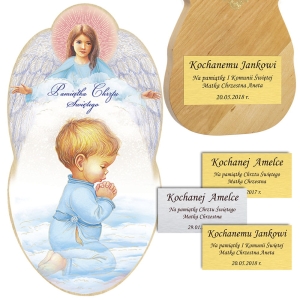 Ikona Anioł Stróż z modlącym się chłopcem "Pamiątka Chrztu Świętego"