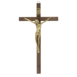 Krzyż wiszący drewniany, brązowy 18 x 10 cm