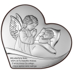 Srebrny obrazek aniołek pamiątka Chrztu Świętego narodzin chłopiec DS149
