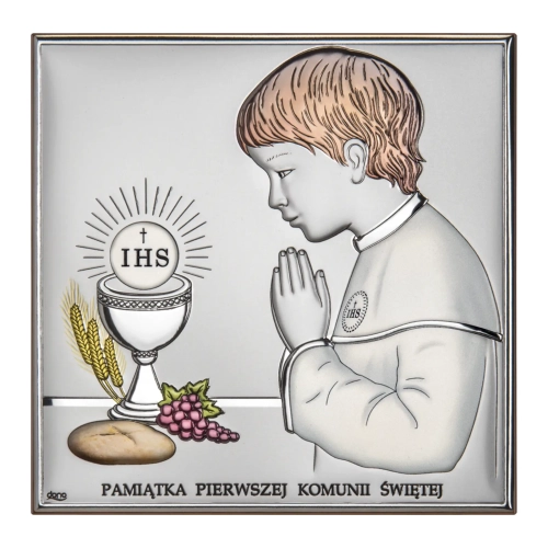 DONO_DS48-CO_Obrazek_srebrny_Pamiatka_Pierwszej_Komunii_Swiêtej_z_chłopczykiem_kolorowy.webp