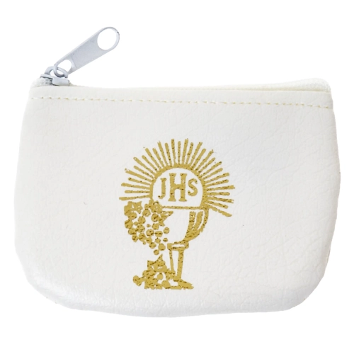 Białe-Etui-na-Różaniec-ekoskóra-złoty-kielich-komunijne-na-zamek