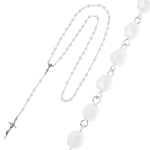 Różaniec na Pierwszą Komunię Świętą z białych kryształków dla dziewczynek