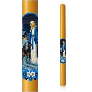 Gromnica 39 cm z Matką Bożą Gromniczną brązowa