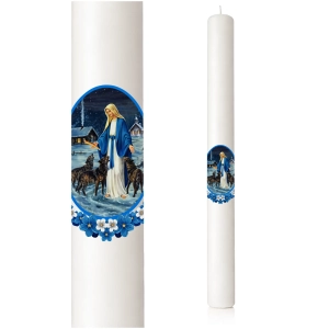 Gromnica 31 cm biała z Matką Bożą POLSKA PRODUKCJA