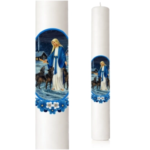 Gromnica 19 cm biała z Matką Bożą PORĘCZNA