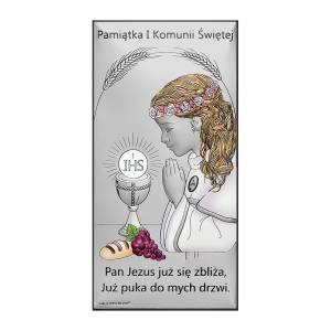 Pamiątka Komunii Świętej jako prezent na I Komunię dla dziewczynki kolorowy 6717-AC