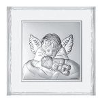 Prezent na Narodziny Dziecka Anioł Stróż Chrzest Srebrny Obrazek 6760-FB