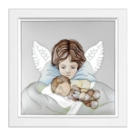 Prezent na Narodziny Dziecka Obrazek Srebrny na Chrzest i Anioł 6760-WC