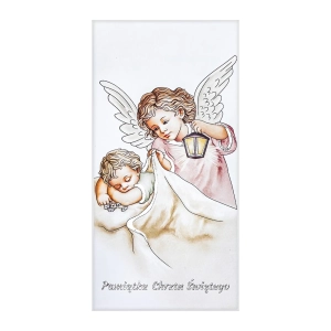 Pamiątka Chrztu Świętego obrazek Anioła Stróża DLA DZIEWCZYNKI IC105S-R