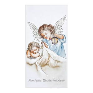 Pamiątka Chrztu Świętego dla chłopca OBRAZEK ANIOŁ STRÓŻ IC105S-C