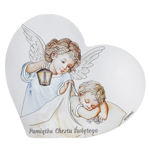 Pamiątka Chrztu Świętego dla chłopca OBRAZEK ANIOŁ STRÓŻ IC106S-C