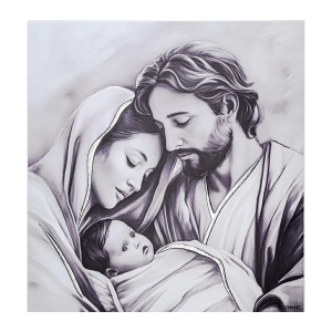 Obrazek Święta Rodzina na ślub CZARNO BIAŁY GRAWER prezent IC113-B