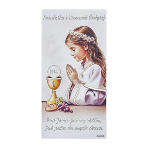 Obrazek komunijny dla dziewczynki Z GRAWEREM elegancka pamiątka IC129-A
