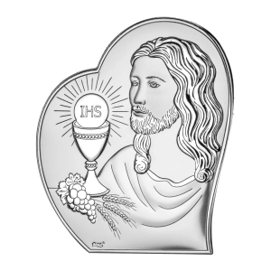 Pamiątka Pierwszej Komunii Świętej srebrny obrazek SERCE GRAWER Ds125