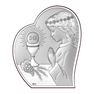 Pamiątka Pierwszej Komunii dla dziewczynki SREBRNY OBRAZEK Ds127-a