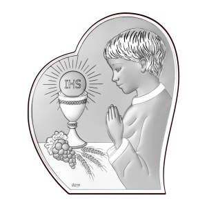 Pamiątka Pierwszej Komunii dla chłopca SREBRNY OBRAZEK Ds127-o