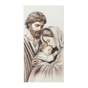 Prezent na Ślub Obraz Świętej Rodziny GRAWER TABLICZKA ALUMINIOWA Do Domu IC100-S - srebrne