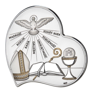 Pamiątka bierzmowanie srebrny obrazek serce DS60-c