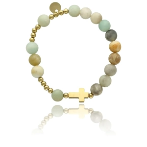 Różaniec na rękę damski amazonit matowy ELEGANCKI PREZENT