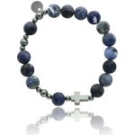 Bransoletka różaniec męski na rękę z sodalitu MATOWY KAMIEŃ