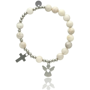 Bransoletka różaniec agat biały koronkowy NA KOMUNIĘ
