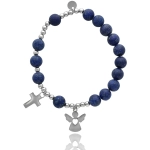 Bransoletka różaniec damska jadeit granatowy GOTOWA NA PREZENT