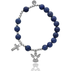Bransoletka różaniec damska jadeit granatowy GOTOWA NA PREZENT