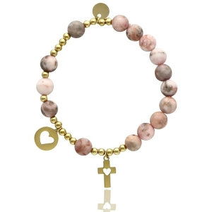 Bransoletka Różaniec Damska Opal Pudrowy MATOWY KAMIEŃ