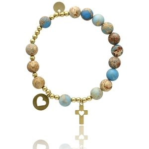 Różaniec Bransoletka Damska z Jaspisu Cesarskiego Niebieskiego GOTOWA NA PREZENT
