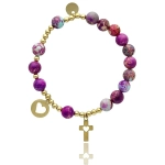 Bransoletka różaniec z jaspisu cesarskiego różowego WYJĄTKOWE KAMIENIE