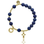 Bransoletka różaniec z kamieni naturalnych JADELIT GRANATOWY