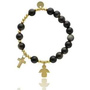 Bransoletka różaniec tygrysie oko czarne STYLOWA BRANSOLETKA