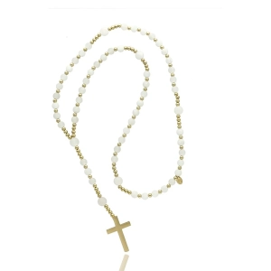 Różaniec z kamieni agat mleczny matowy PREZENT NA KOMUNIĘ
