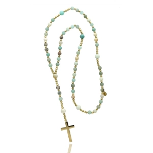 Różaniec cały amazonit matowy KAMIENIE NATURALNE pudełko