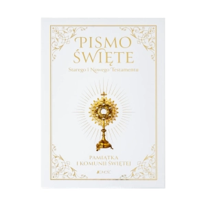 Pismo Święte na I Komunię Św. ELEGANCKIE w etui z dedykacją