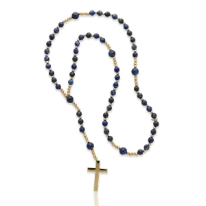 Różaniec cały z kamieni naturalnych TYGRYSIE OKO NIEBIESKIE