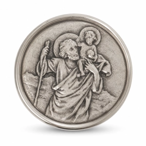 Święty Krzysztof do samochodu SREBRNY METALOWY Magnes Kierowcy