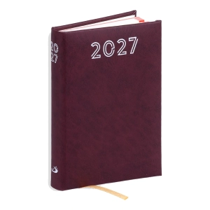 Terminarz z notesem na notatki 2027 mały kieszonkowy B7 Standard bordowy