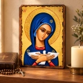 Ikona Matka Boża z gołębicą Pneumatofora, zdjęcie 5 – widok drewnianej ikony z innej perspektywy