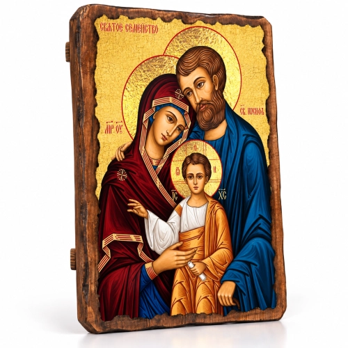 Ikona Świętej Rodziny na drewnie 13x17 cm widok główny