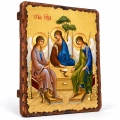 Ikona Trójca Święta z aniołami na desce 17 x 23 cm, widok całego wizerunku