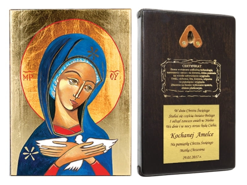 IKONA Z WIZERUNKIEM MATKI BOŻEJ NIOSĄCEJ DUCHA ŚWIĘTEGO 12 x 19 cm