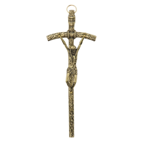 KRZYŻ WISZĄCY PAPIESKI MOSIĘŻNY złoty 14,5 cm