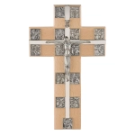 Krzyż wiszący Droga Krzyżowa- jasny srebrny 29,5 cm