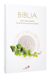 Biblia, Pismo Święte z obwolutą na Pierwszą Komunię Świętą