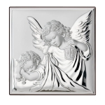 Srebrny obrazek aniołek na Chrzest Komunię z dedykowanym grawerem 81200