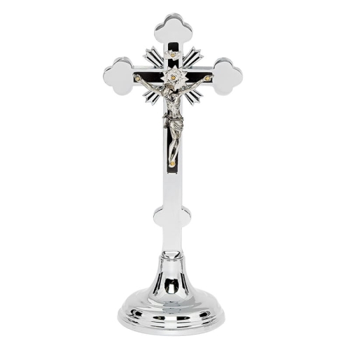 KRZYŻ STOJĄCY srebrny TRADYCYJNY 20,5 cm CHROMOWANY
