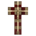 Krzyż wiszący Droga Krzyżowa ciemny, złoty 29,5 cm